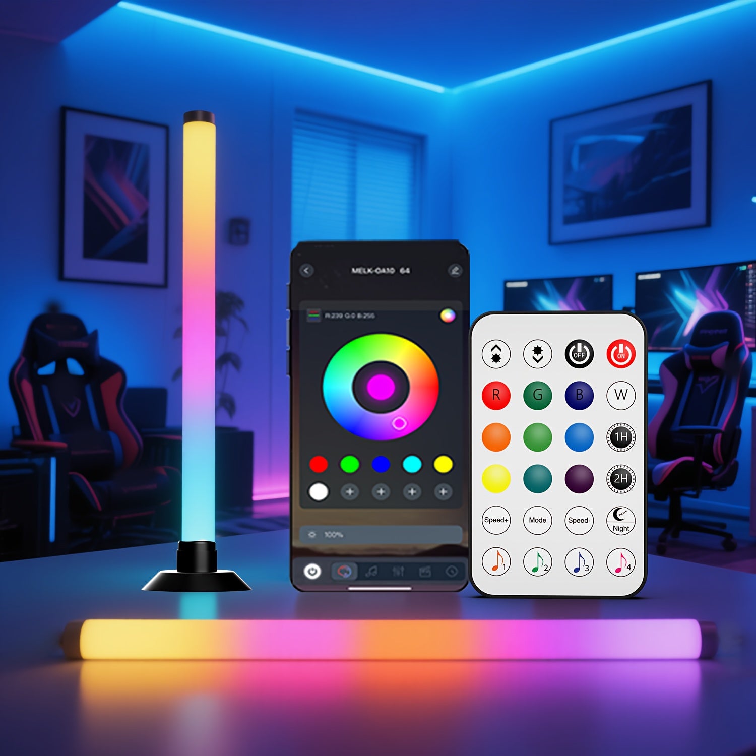 Smart RGB+IC LED Svetelné Panely – 2 ks, Ovládanie cez Appku a Diaľkový Ovládač, Music Sync