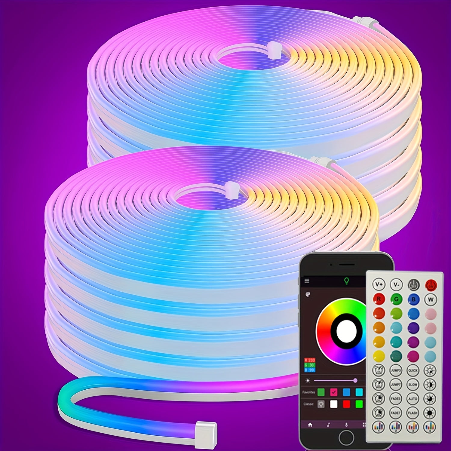 RGB LED Neónový Svetelný Pás – Ovládanie App/Diaľkový