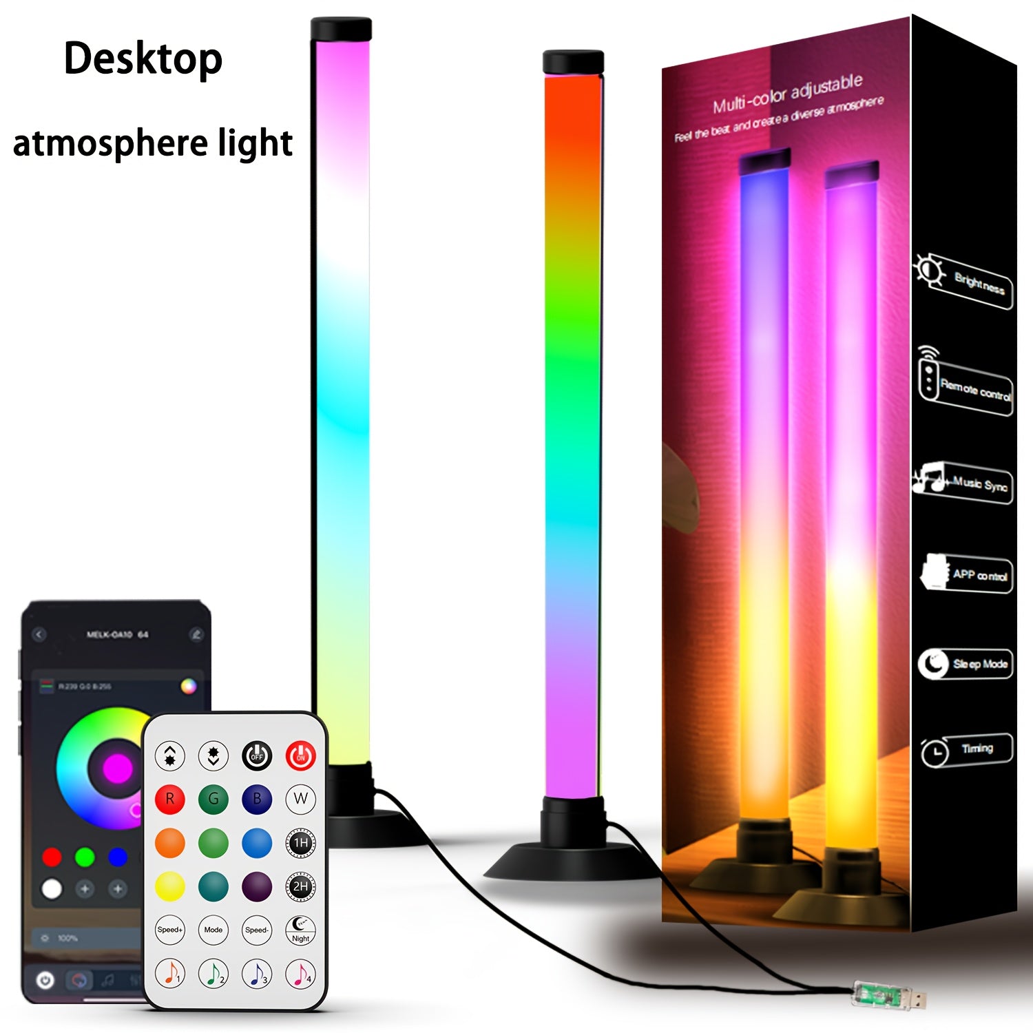 Smart RGB+IC LED Svetelné Panely – 2 ks, Ovládanie cez Appku a Diaľkový Ovládač, Music Sync